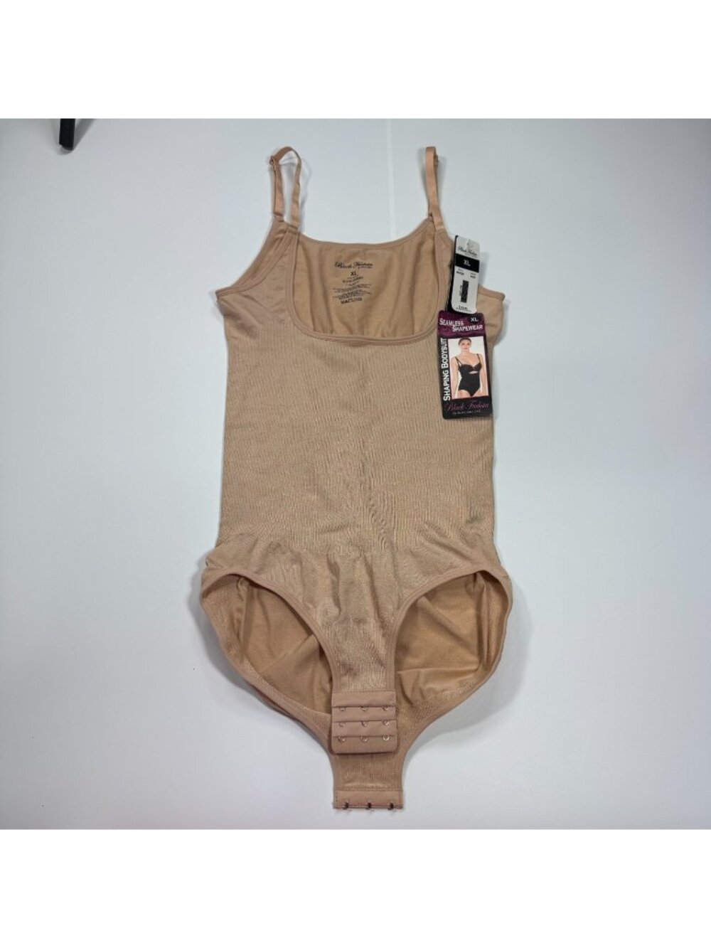 Black Fuchsia by Secret Lace Shapewear Women's XL Beige Nylon Bodysuit Stretch
